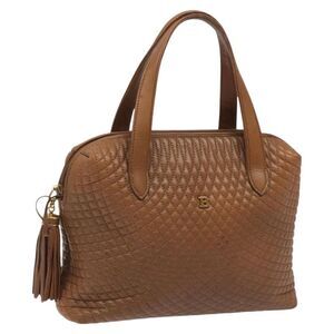 Bally Vintage Handbag Quilted Leather Brown Leather Handbag